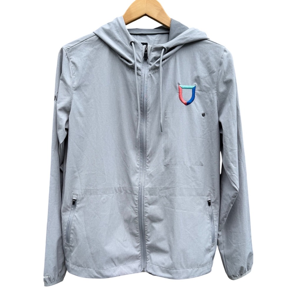 Vuori windbreaker Jacket Grey Hooded Performance Men's Unisex Size M